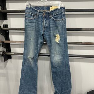 Hollister Relaxed Fit Distressed Blue Jeans